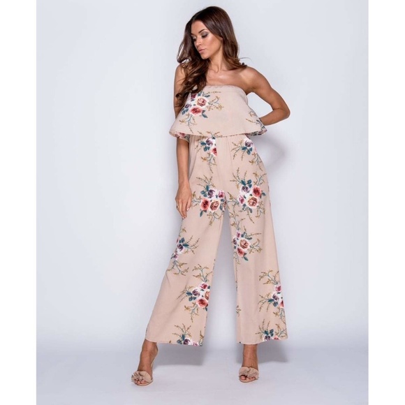 Floral Print Strapless Jumpsuit - Picture 3 of 10